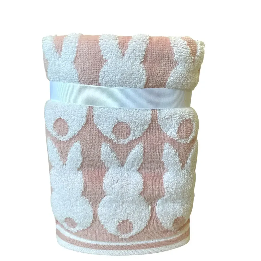 NEW Caro Hand Towels 2pk Pink & White Easter Bunny Rabbit 18x28